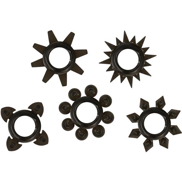 SET OF 5 SILICONE TESTICLE AND PENIS RINGS