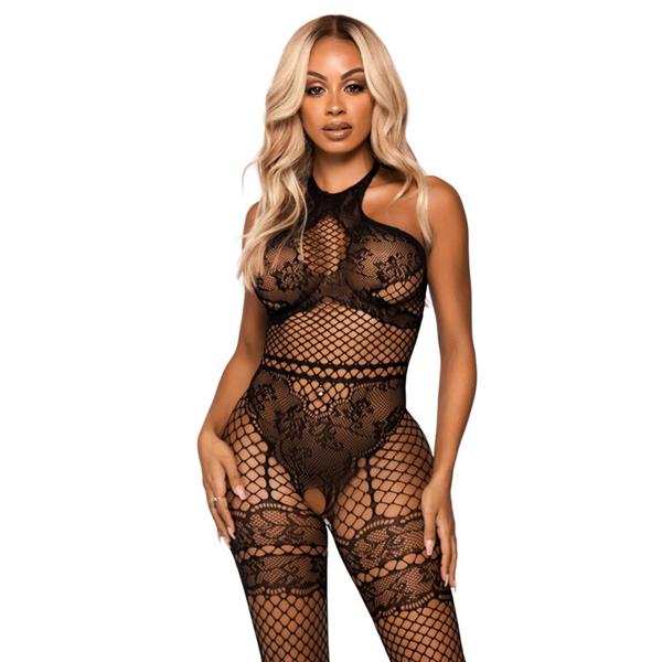 NET HALTER BODYSTOCKING JEDNA VELIČINA - CRNA