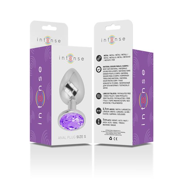 ALUMINUM METAL ANAL PLUG WITH VIOLET CRYSTAL SIZE S