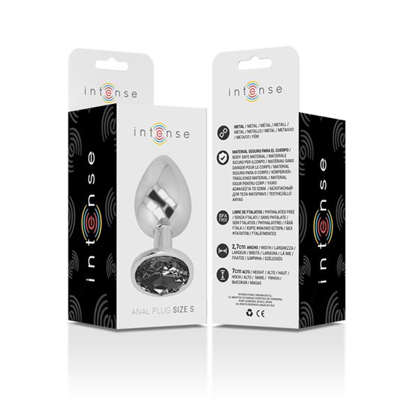 ALUMINIJASTI METALNI ANALNI VTIČ S ČRNIM KRISTALOM VELIKOST S