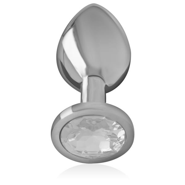 ALUMINUM METAL ANAL PLUG WITH SILVER CRYSTAL SIZE M