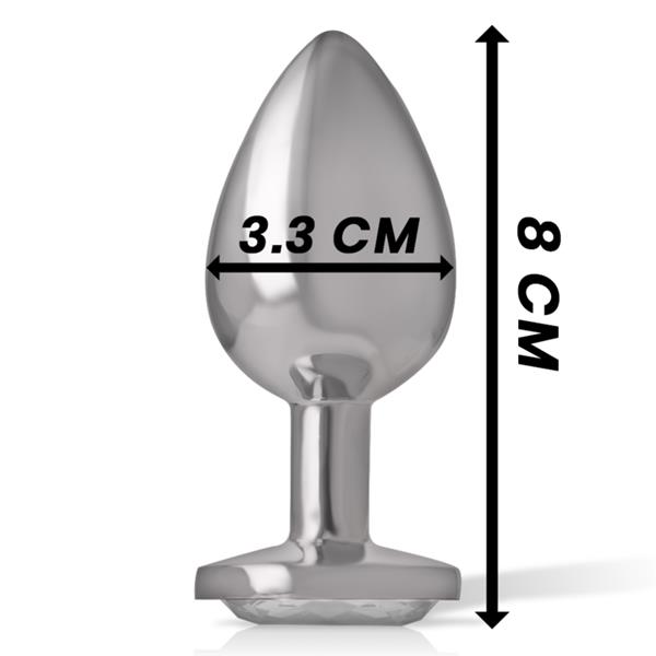 ALUMINUM METAL ANAL PLUG WITH SILVER CRYSTAL SIZE M