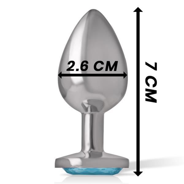 ALUMINUM METAL ANAL PLUG WITH BLUE CRYSTAL SIZE S