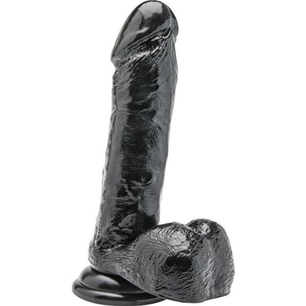 DILDO 18 CM S JAJCIMA CRNO