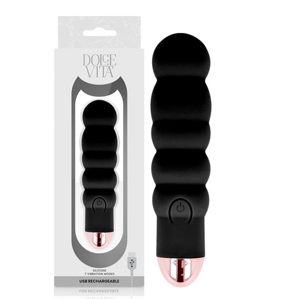 RECHARGEABLE VIBRATOR SIX BLACK 7 SPEEDS