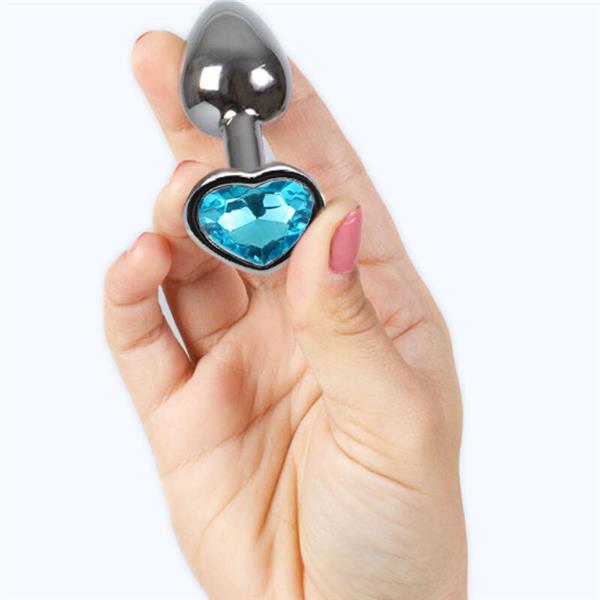 METAL BUTT PLUG BLUE HEART SMALL SIZE 7 CM