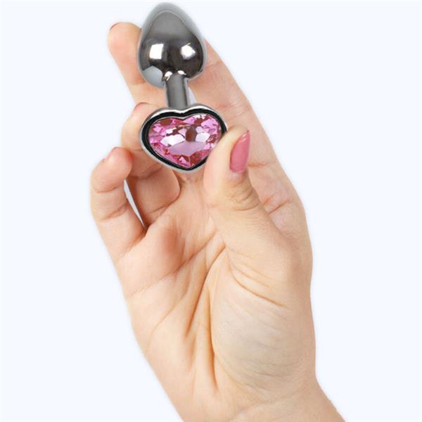 METAL BUTT PLUG FUCHSIA HEART SMALL SIZE 7 CM