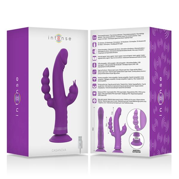 CASANOVA RABBIT SILICONE VIBRATOR TRIPLE MOTOR PURPLE