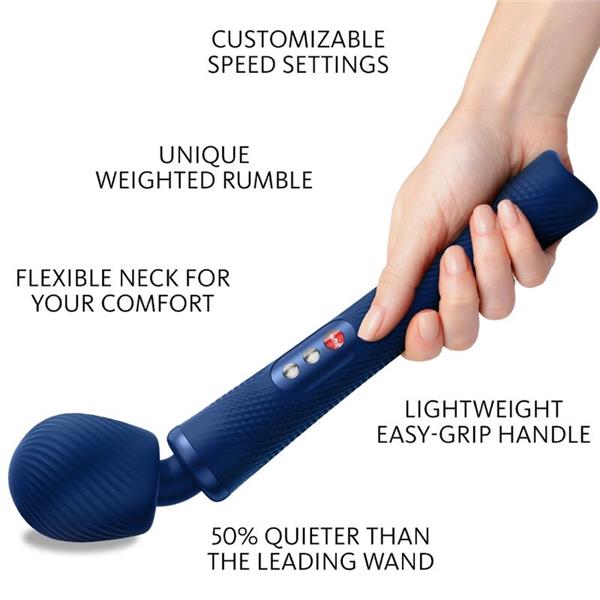 VIM SILICONE RECHARGEABLE VIBRATING WEIGHTED RUMBLE WAND MIDNIGHT BLUE