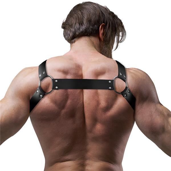 ADJUSTABLE NEOPRENE CROSS-OVER CHEST BULLDOG HARNESS WITH ZIPPERS FOR MEN