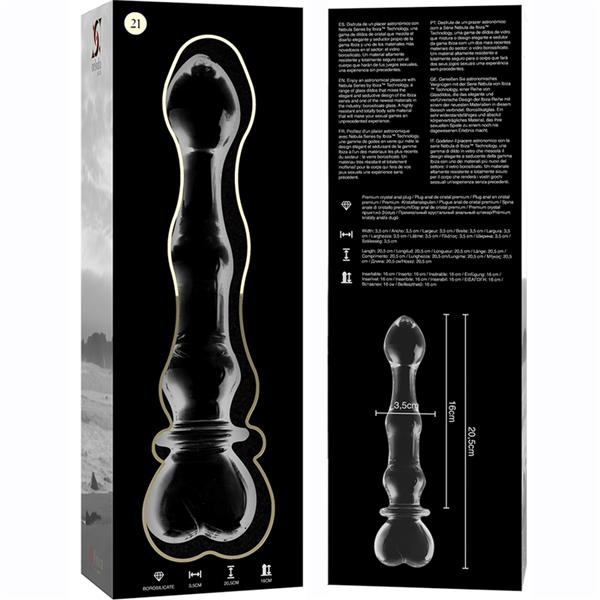 MODEL 21 DILDO BOROSILICATE GLASS CLEAR 20.5 CM -O- 3.5 CM