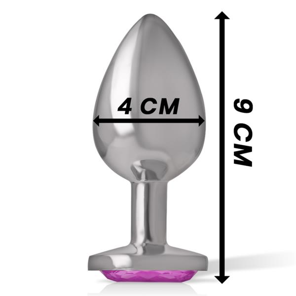 ALUMINUM METAL ANAL PLUG WITH PINK CRYSTAL SIZE L