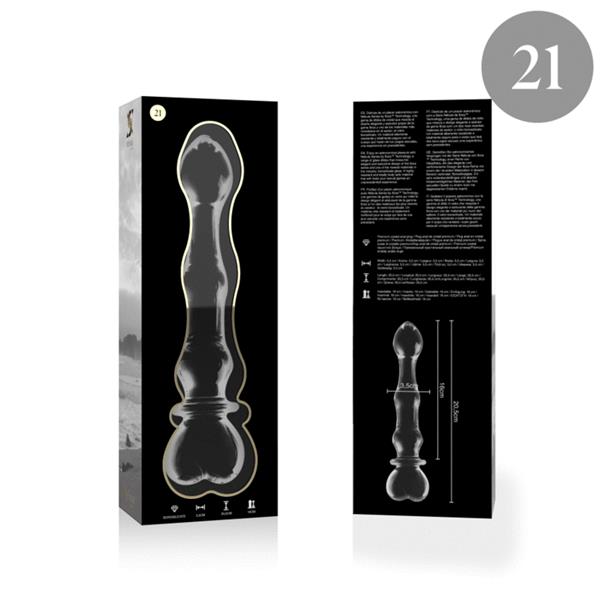 MODEL 21 DILDO BOROSILICATE GLASS CLEAR 20.5 CM -O- 3.5 CM