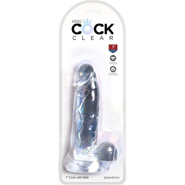 CLEAR REALISTIC PENIS WITH BALLS 15.2 CM TRANSPARENT