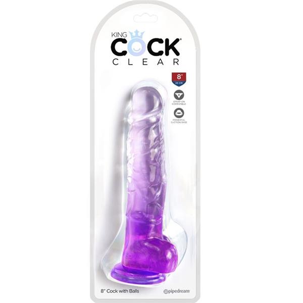 CLEAR REALISTIC PENIS WITH BALLS 16.5 CM PURPLE