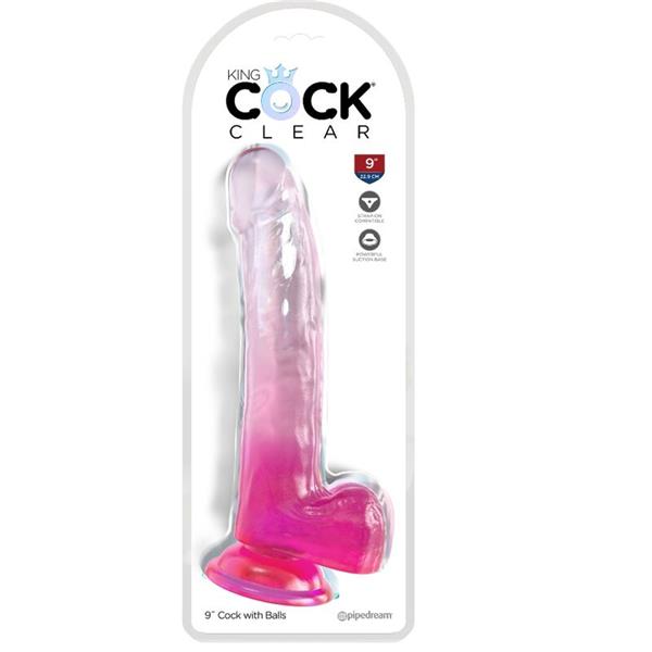 PROZIRNI DILDO S TESTISIMA 20.3 CM ROZA