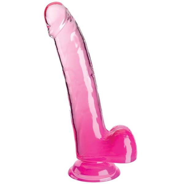 PROZIRNI DILDO S TESTISIMA 20.3 CM ROZA