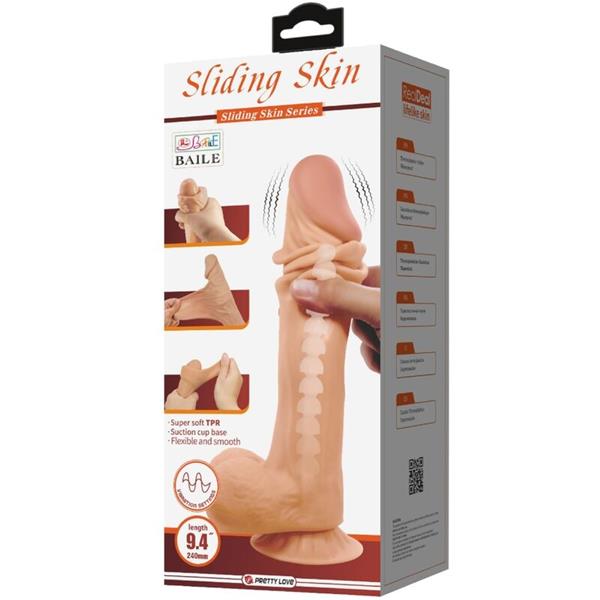 SLIDING SKIN SERIES REALISTIČNI DILDO S SLIDE SKIN SESALNO SKODELCO DALJINSKO UPRAVLJANJE MESO 24 CM