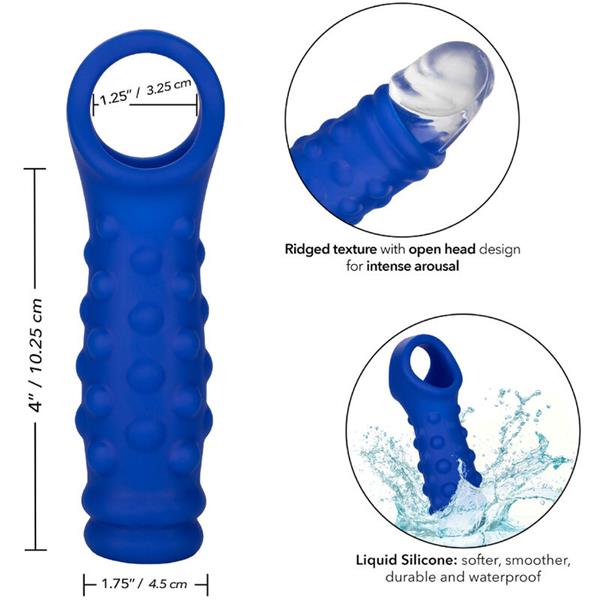 ADMIRAL BEADED PENIS COVER LIQUID SILICONE BLUE
