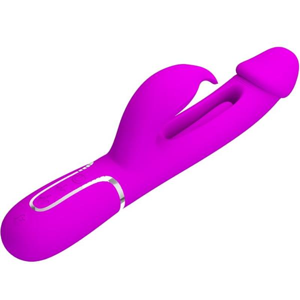 KAMPAS RABBIT 3 IN 1 MULTIFUNCTION VIBRATOR WITH TONGUE FUCHSIA