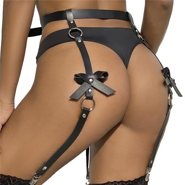 LEATHER CHAINLEG HARNESS BLACK ONE SIZE