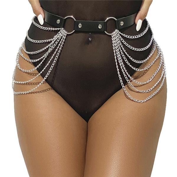 LEATHER CHAINBELT BLACK ONE SIZE