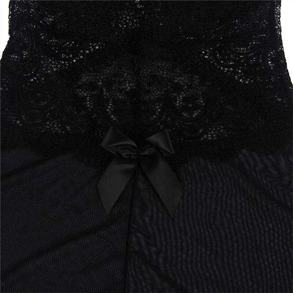 BABYDOLL TULLE FABRIC WITH LACE AND FLOWER DETAIL BLACK S/M