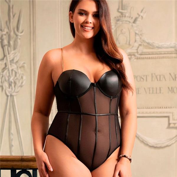 ČRN BODI S KOVINSKIMI TRAKOVI S/M