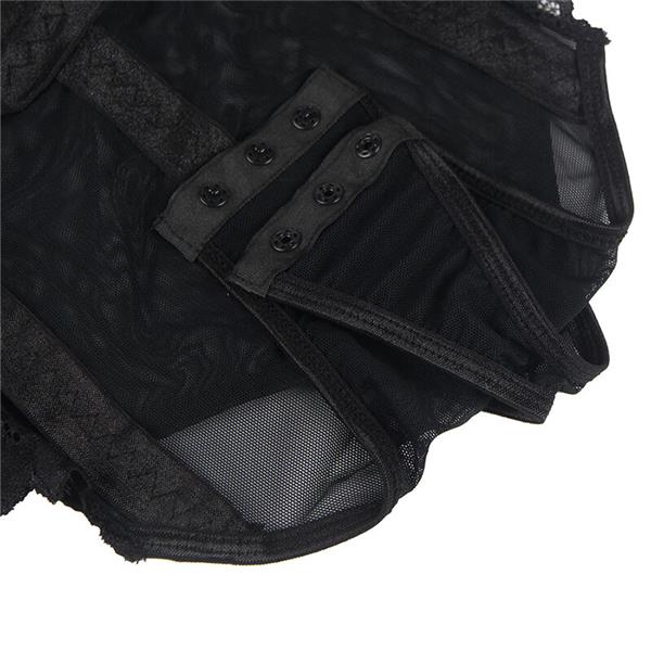 TEDDY WITH GARTER STRAP DETAIL CHEST BLACK S/M
