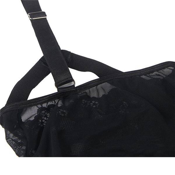 TEDDY WITH GARTER STRAP DETAIL CHEST BLACK S/M