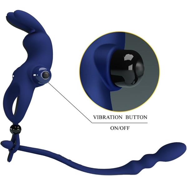 AYAD RABBIT VIBRATOR RING WITH PLUG BLUE