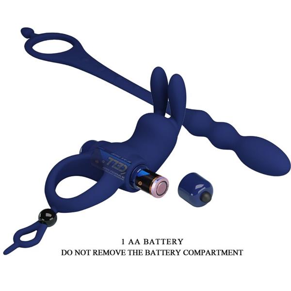 AYAD RABBIT VIBRATOR RING WITH PLUG BLUE
