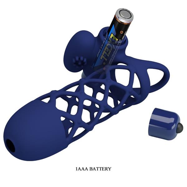 GIANN VIBRATOR RING WITH SILICONE SHEATH BLUE