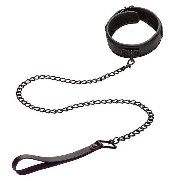 NOCTURNAL COLLAR & LEASH LEATHER ADJUSTABLE BLACK