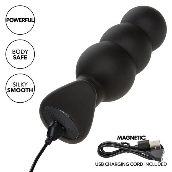 ROCK BOTTOM BEADED ANAL PLUG 10 VIBRATIONS SILICONE BLACK