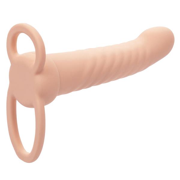 MAXX RIBBED DUAL PENETRATOR 10 VIBRATIONS FLESH