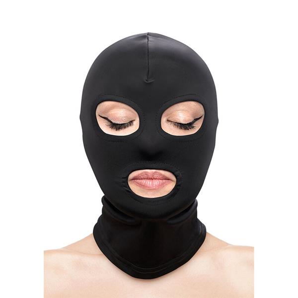 FETISH & FASHION EYES AND MOUTH HOOD NYLON BLACK