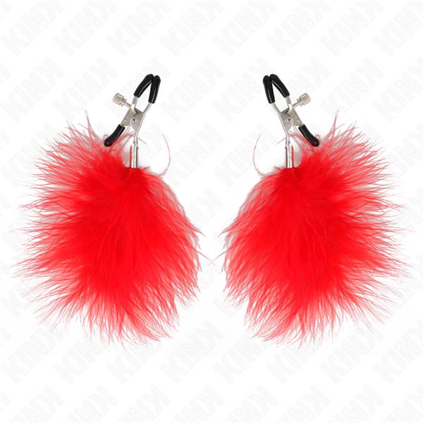 FEATHER NIPPLE CLAMP RED 7 CM