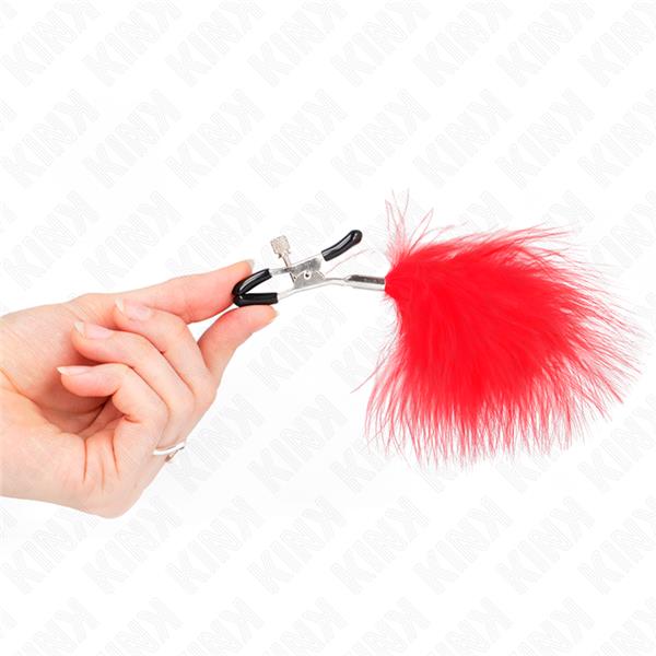 FEATHER NIPPLE CLAMP RED 7 CM
