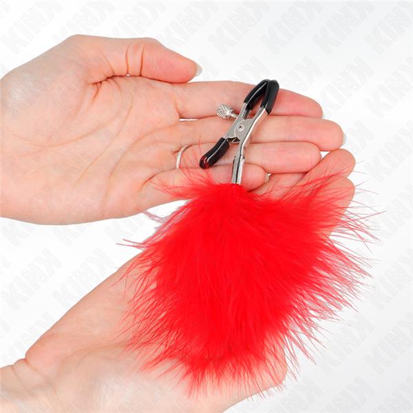FEATHER NIPPLE CLAMP RED 7 CM