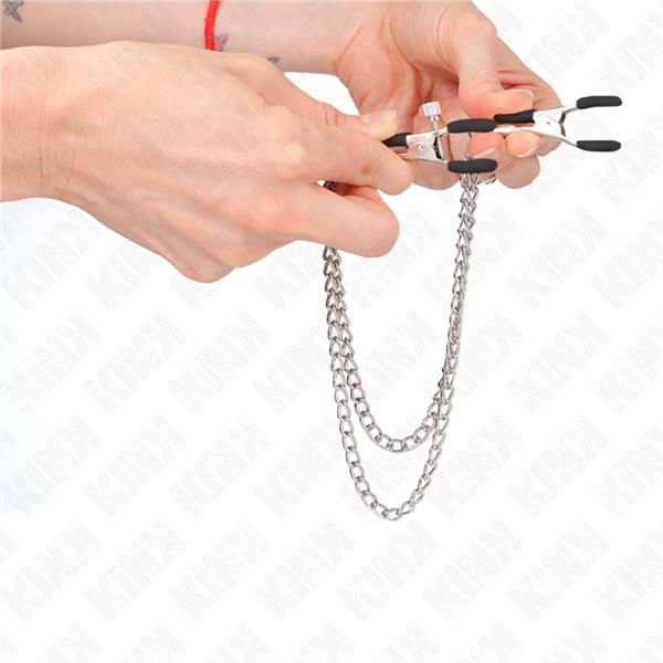NIPPLE CLAMPS WITH 2 THICK CHAINS SILVER 20/23 CM