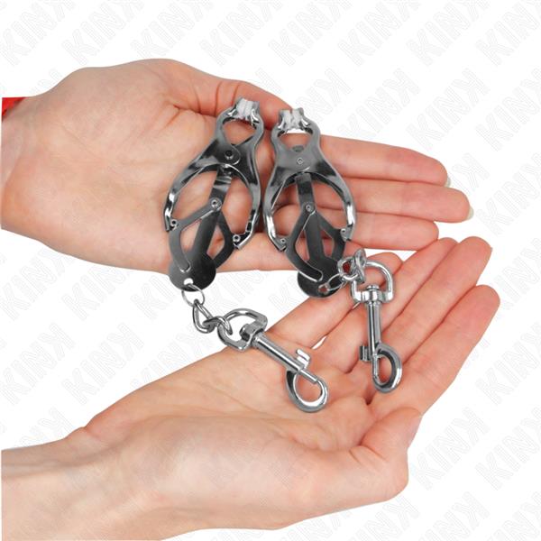 JAPANESE CLOVER NIPPLE CLAMPS WITH HOOKS SILVER