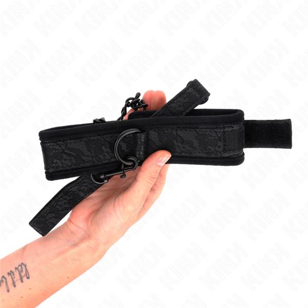 BASIC MODEL COLLAR WITH LEASH 77 CM MODEL 5 AJUSTABLE 34-54 CM X 5 CM