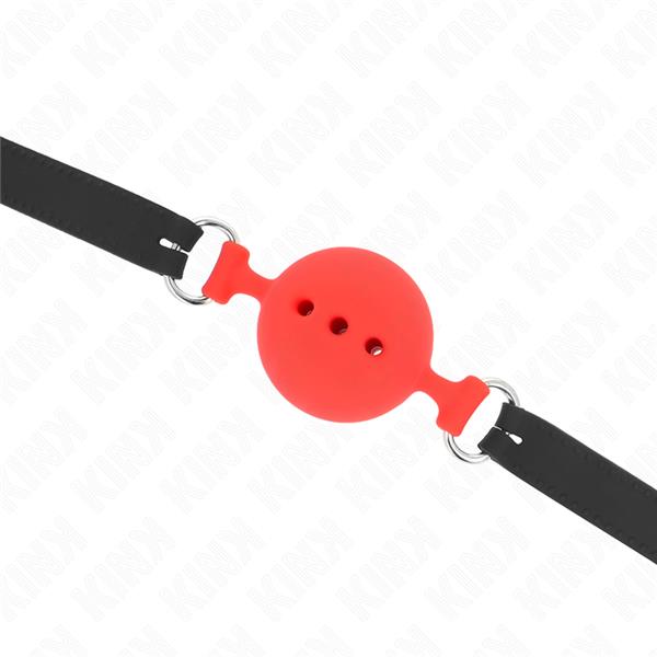 POTPUNI SILIKONSKI GAG 55 x 2 CM S LOPTAŠOM VELIČINE 5 CM CRVENI PODESIV 35-51 CM