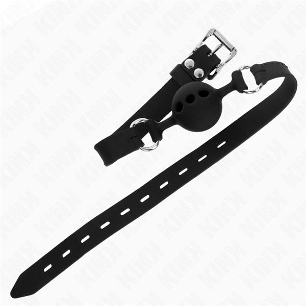 FULL SILICONE GAG 55 x 2 CM WITH 4 CM BALL SIZE S BLACK ADJUSTABLE 35-51 CM