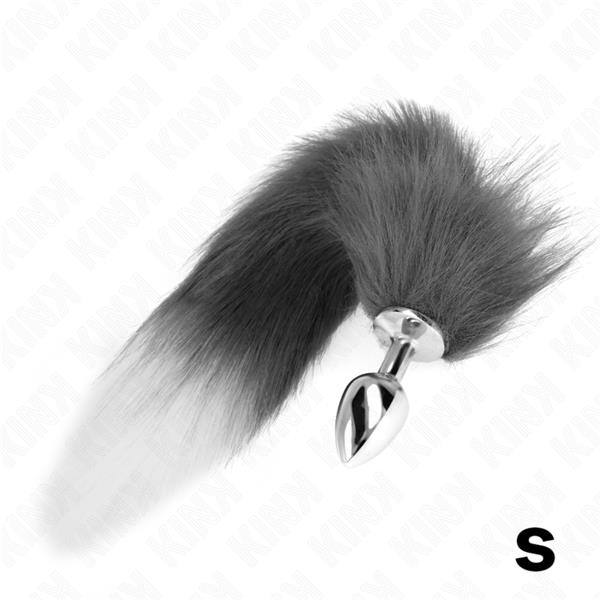 ANAL PLUG SIZE S 7 X 3 CM WITH SYNTHETIC TAIL 40 CM GREY AND WHITE