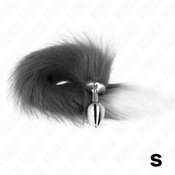 ANAL PLUG SIZE S 7 X 3 CM WITH SYNTHETIC TAIL 40 CM GREY AND WHITE