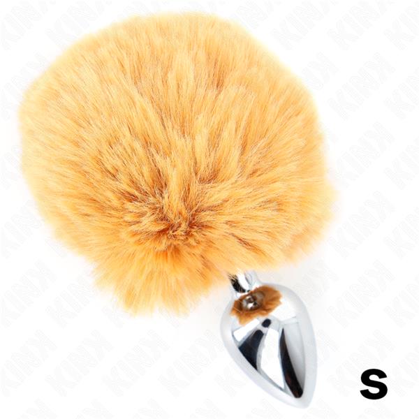 STAINLESS STEEL PLUG 7 x 3 CM WITH BEIGE FAUX FUR RABBIT TAIL 8 CM