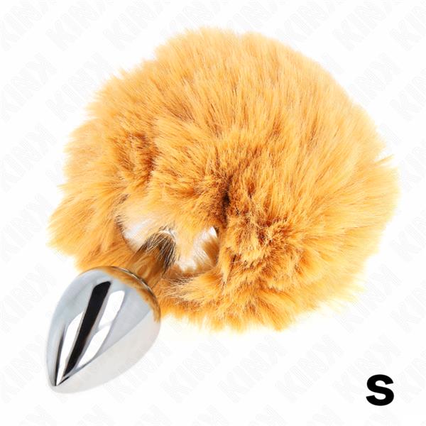 STAINLESS STEEL PLUG 7 x 3 CM WITH BEIGE FAUX FUR RABBIT TAIL 8 CM