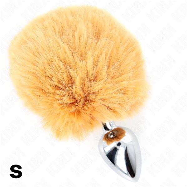 STAINLESS STEEL PLUG 7 x 3 CM WITH BEIGE FAUX FUR RABBIT TAIL 8 CM